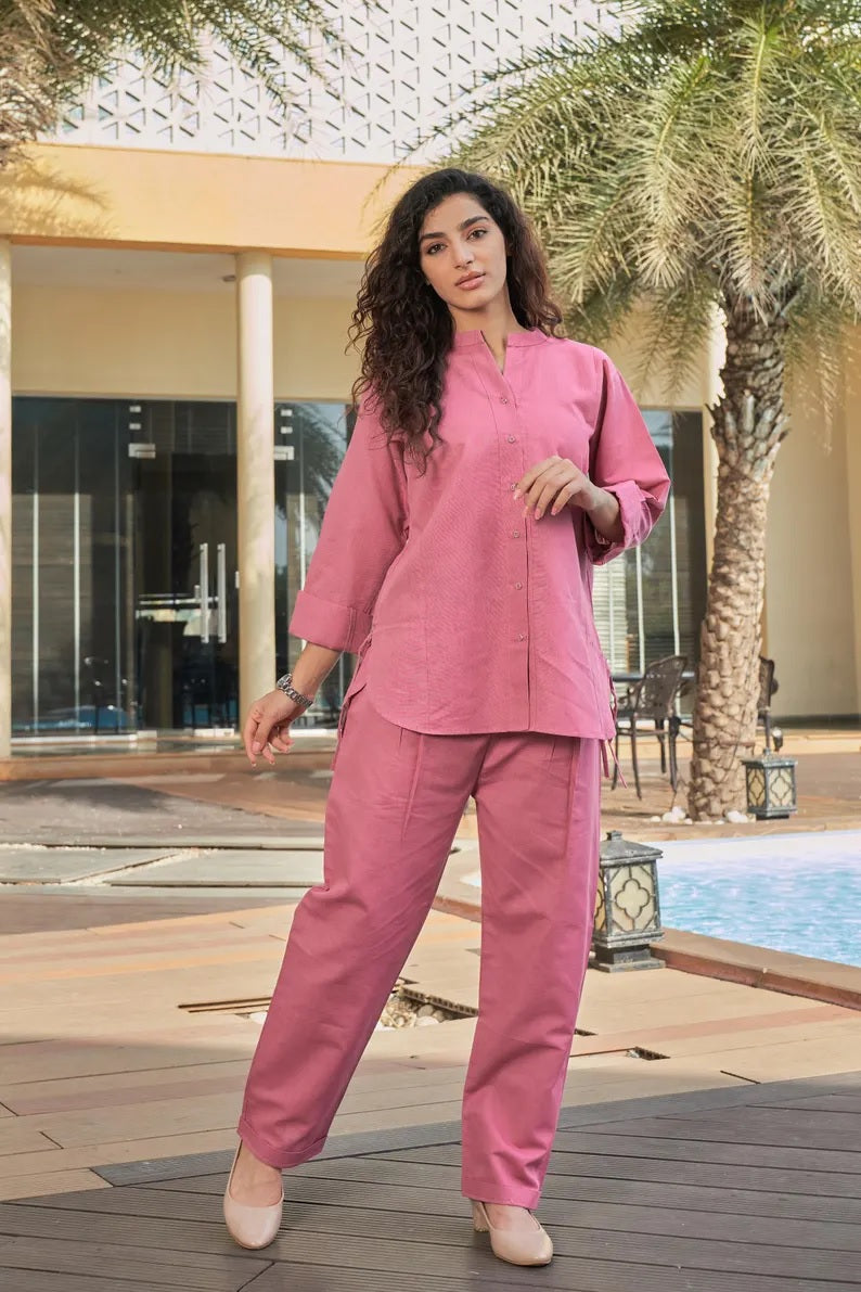 Linen Women Co-ord Set , Linen Two Piece Set , Office Wear Clothing