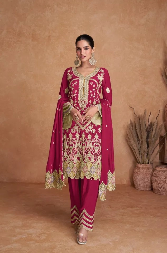 Heavy Chinon With Embroidery & Sequence Work Salwar Kameez