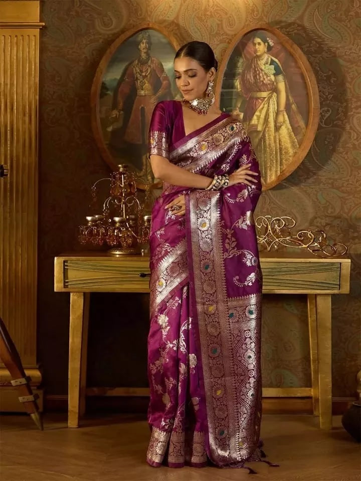 Traditional Banarasi Soft Silk Saree Blouse