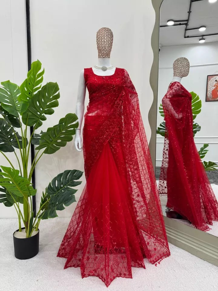 Soft Net Saree – Lightweight, Elegant & Flowing Design Sari & Blouse