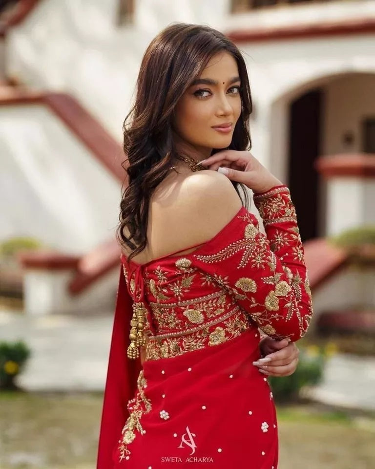 Heavy Georgette Fabric – Luxurious & Flowing Traditional Wear Sari & Blouse