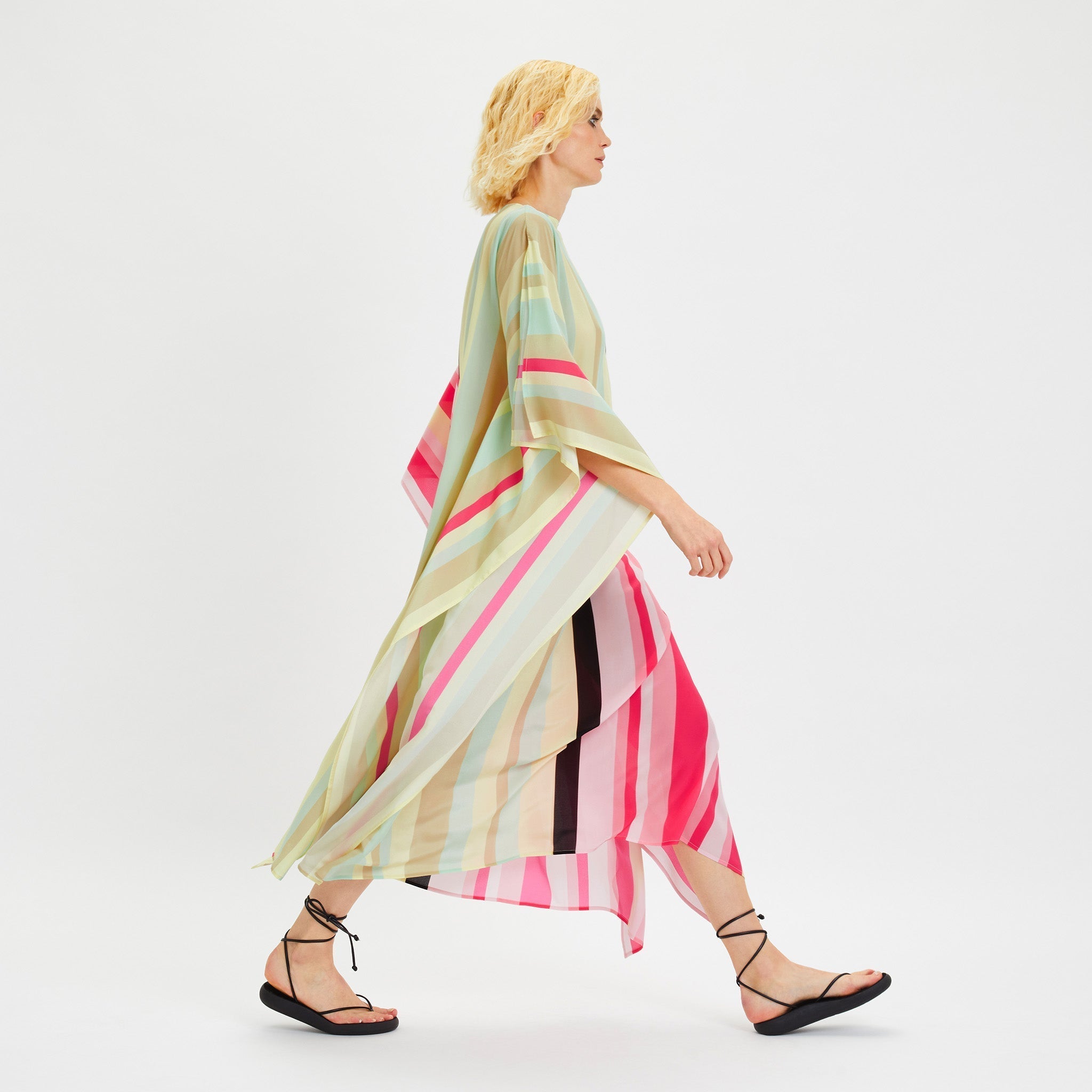 Printed Silk Crepe Long Kaftan For Women's