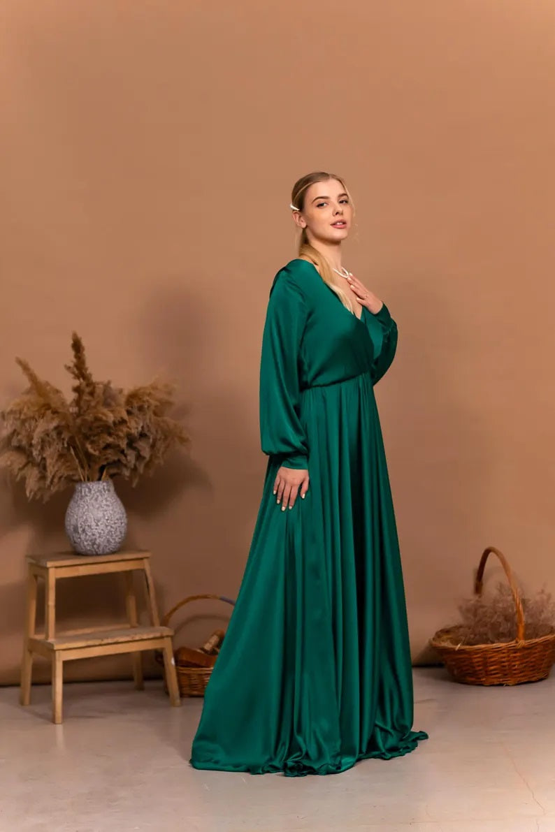 Premium Satin Multi-Way Evening Dress with Long Train - Custom Fit