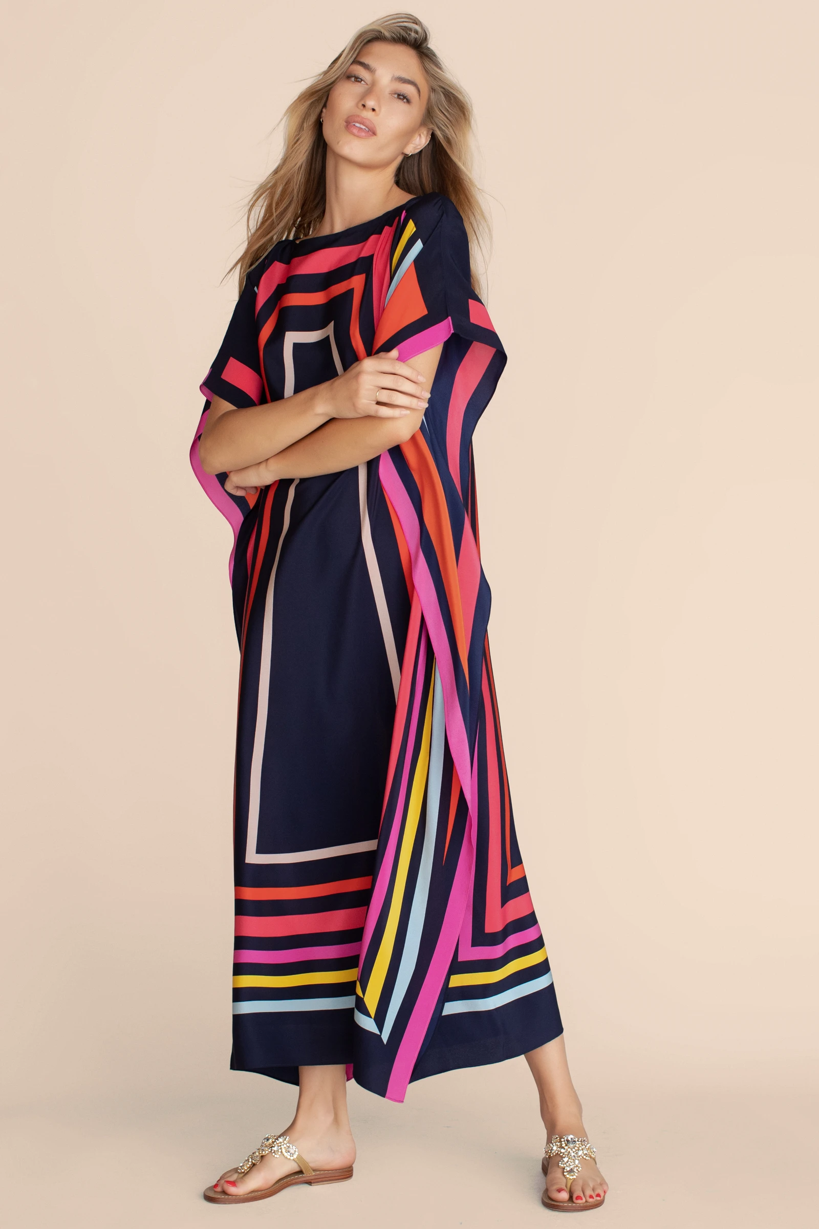 Soft Satin Silk Kaftan, Designer Long Women's Caftan