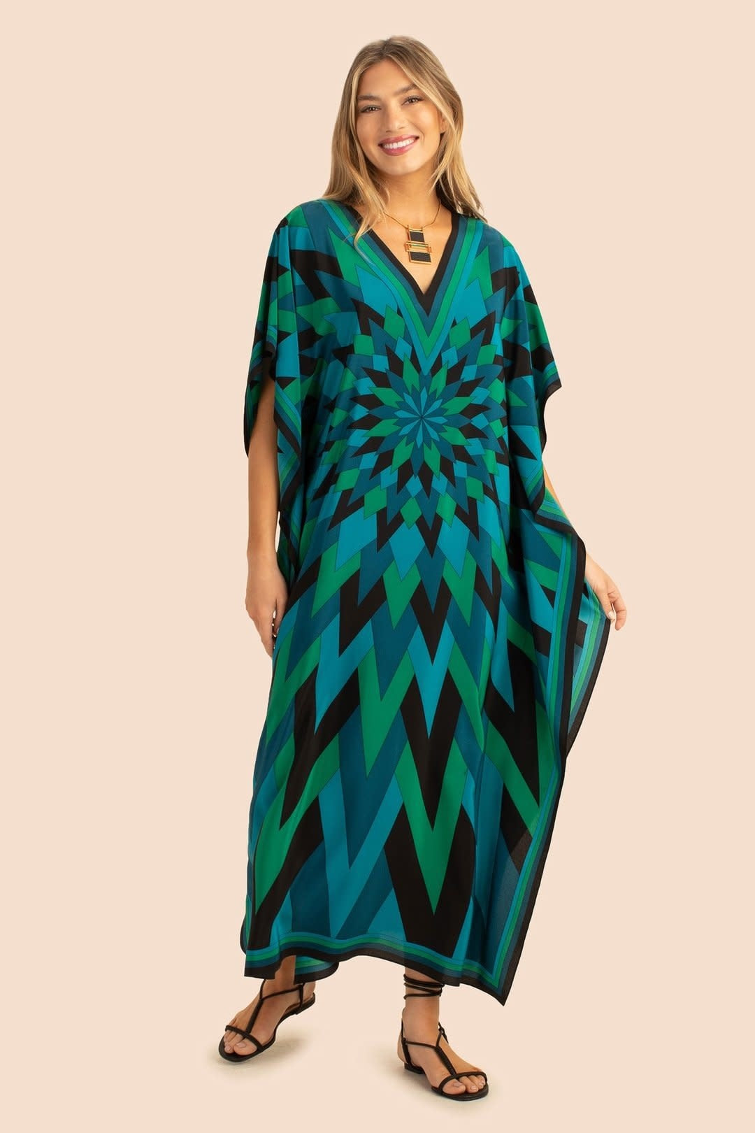 Maxi Silk Crepe Kaftan Dresses For Women's