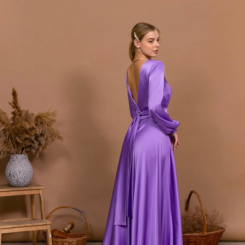 Custom Convertible Multiway Satin Maxi Dress for Bridesmaids & Evenings