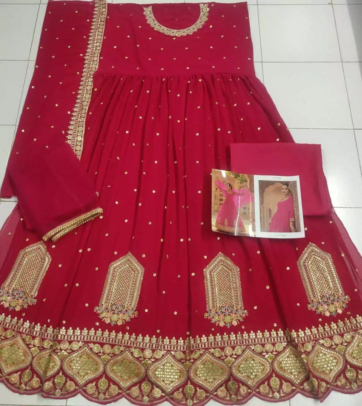 Heavy Faux Georgette Top Bottom & Dupatta Set