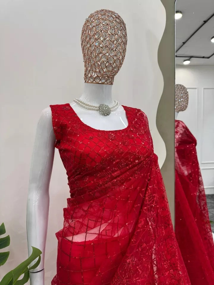 Soft Net Saree – Lightweight, Elegant & Flowing Design Sari & Blouse