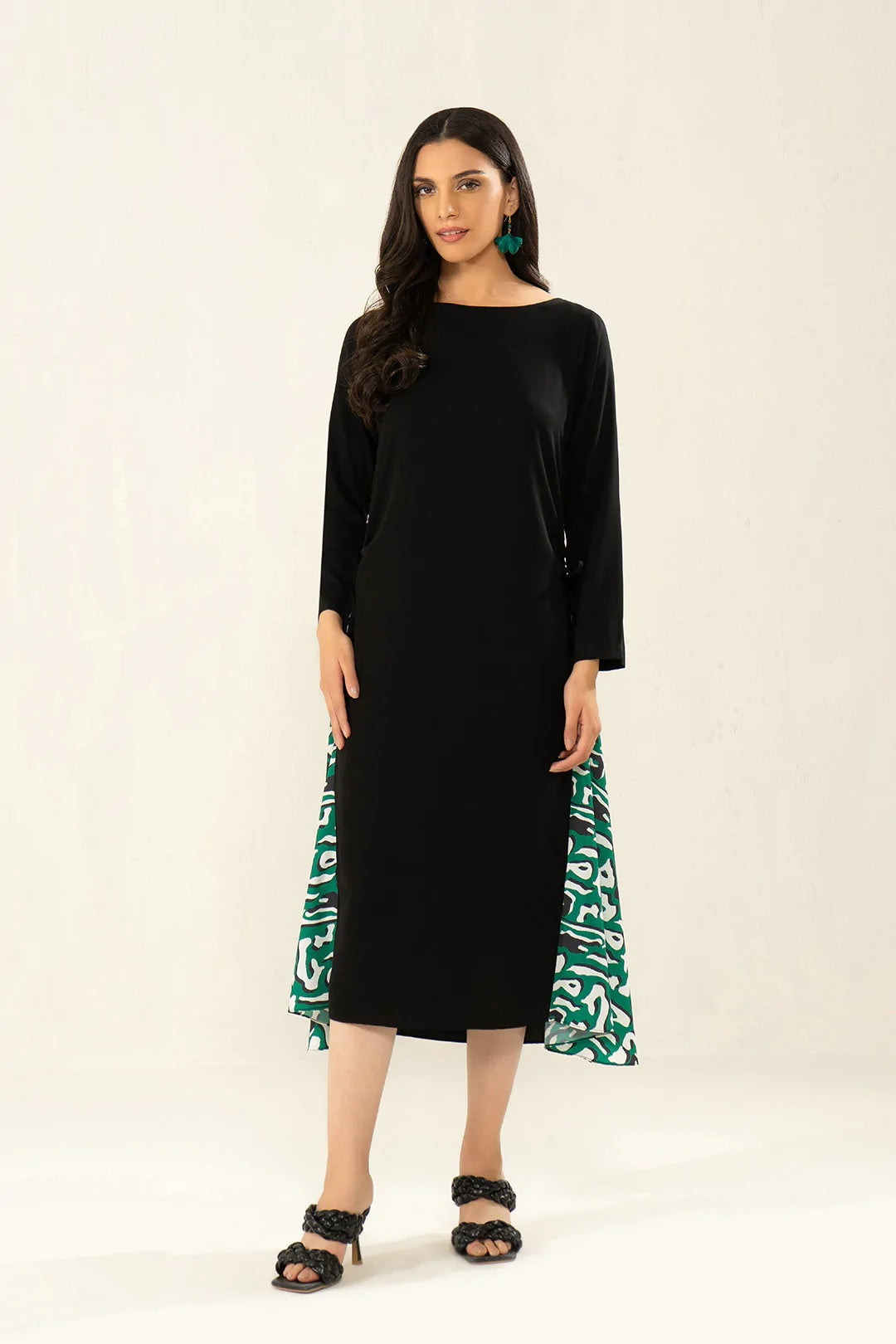 Black Viscose Rayon Long Kaftan For Women's