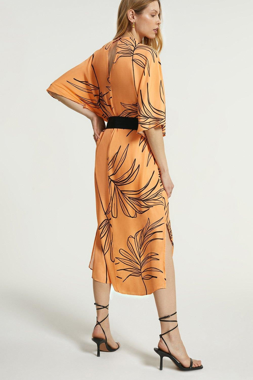 Women's French Moss With Chiffon Belt Kaftan