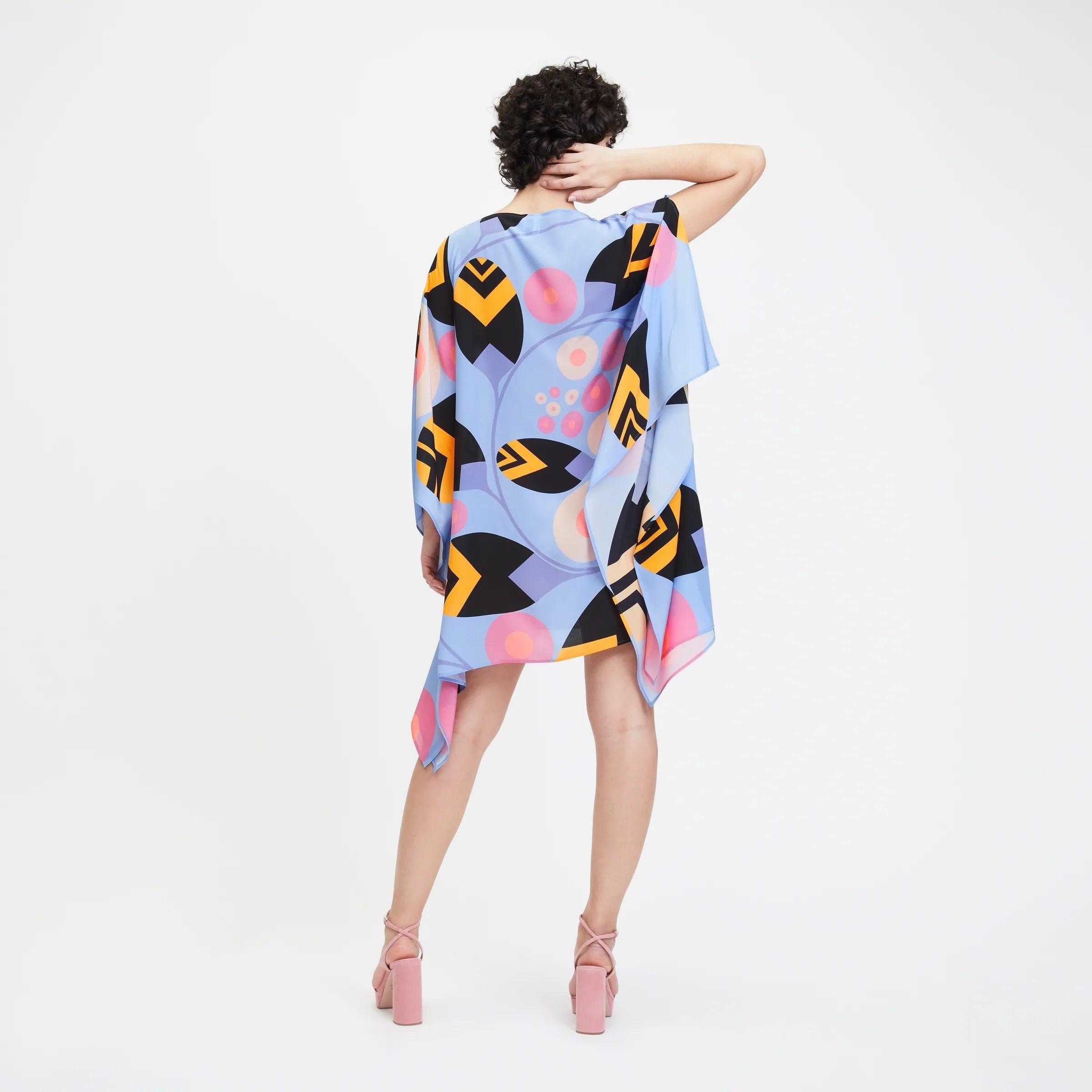 Designer French Moss Caftan, Printed Short Kaftan
