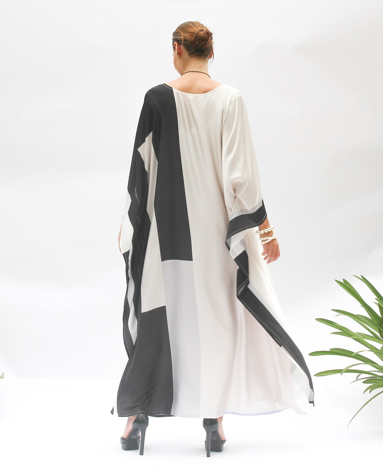 Modest Wear Women's Caftan, Silk Printed Long Kaftan