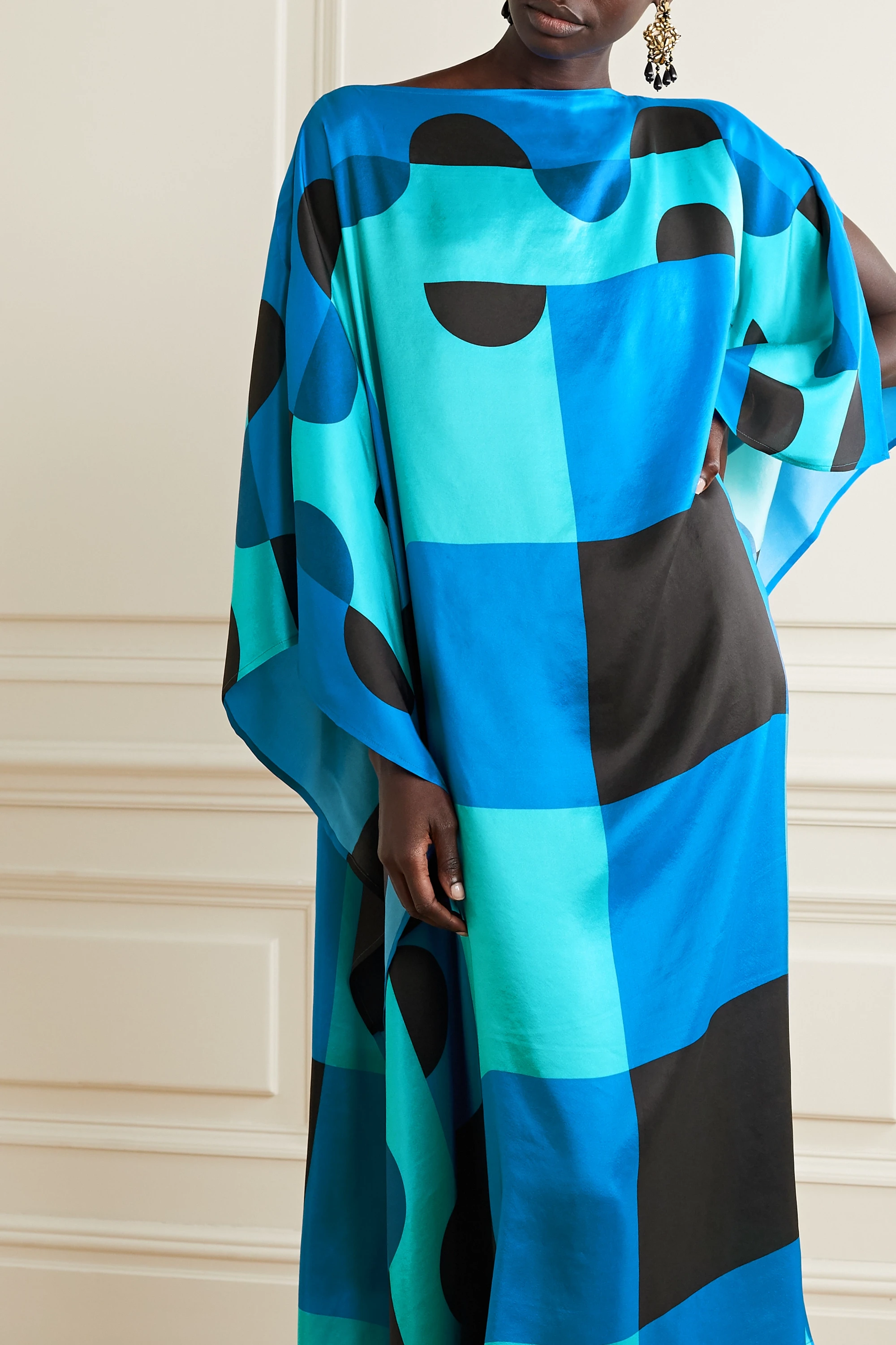 Digital Printed Caftan, Soft Silk Crepe Kaftan For Women's