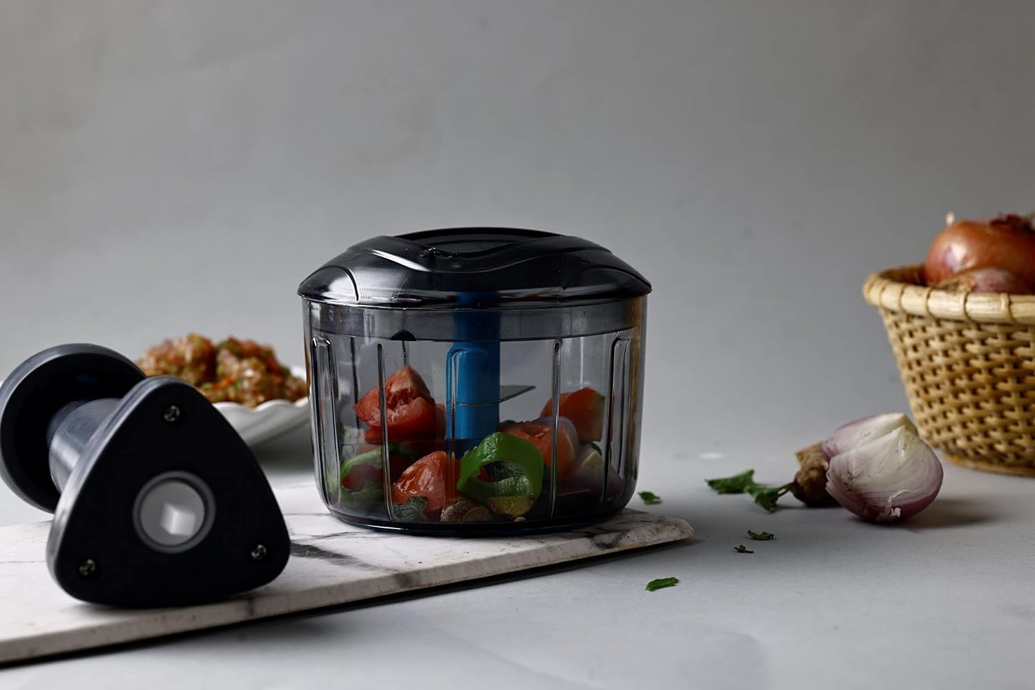 Manual Hand Push Press & Mix Vegetable Chopper with 3 Blades