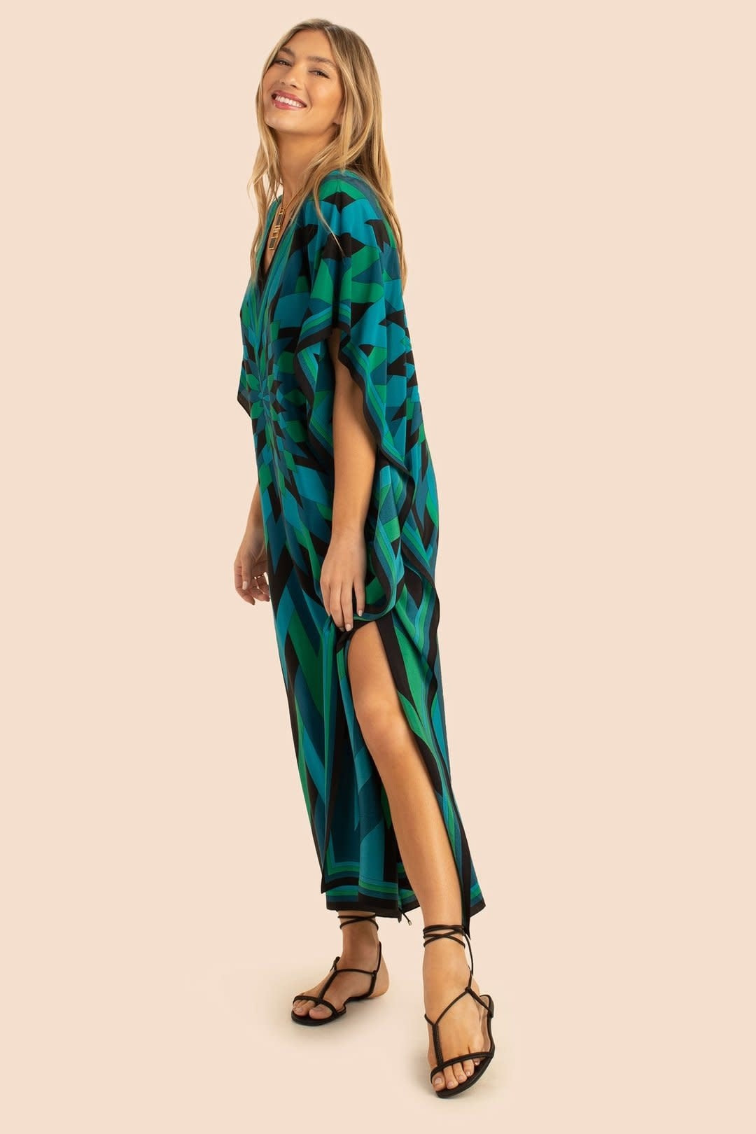 Maxi Silk Crepe Kaftan Dresses For Women's