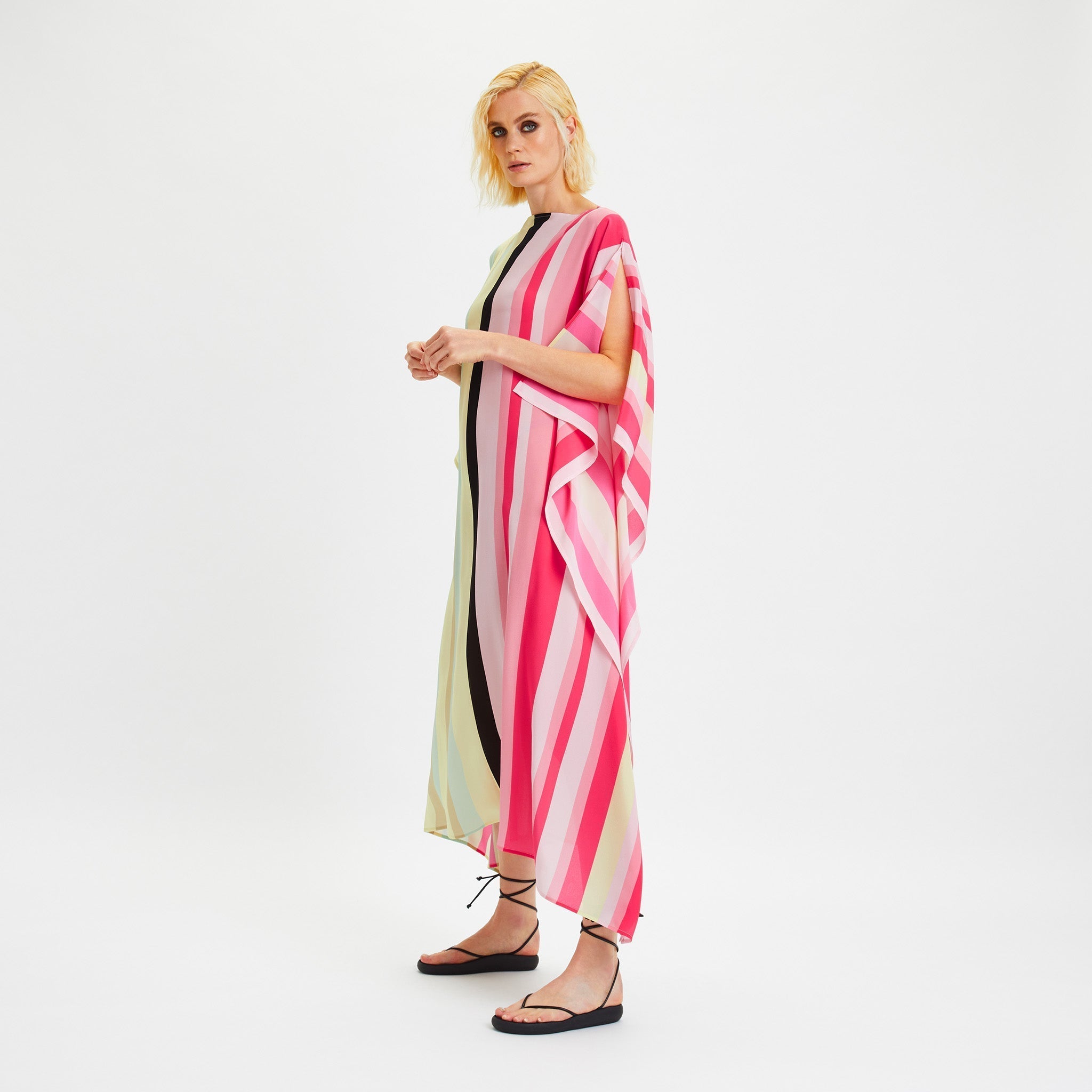 Printed Silk Crepe Long Kaftan For Women's