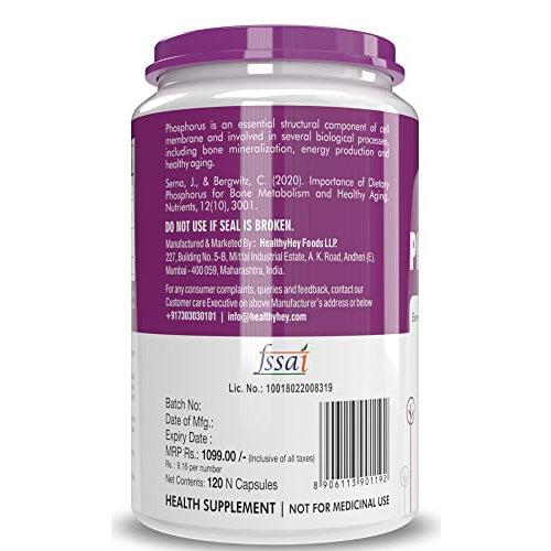HealthyHey Phosphorus Capsules - 120 Count Dietary Supplement