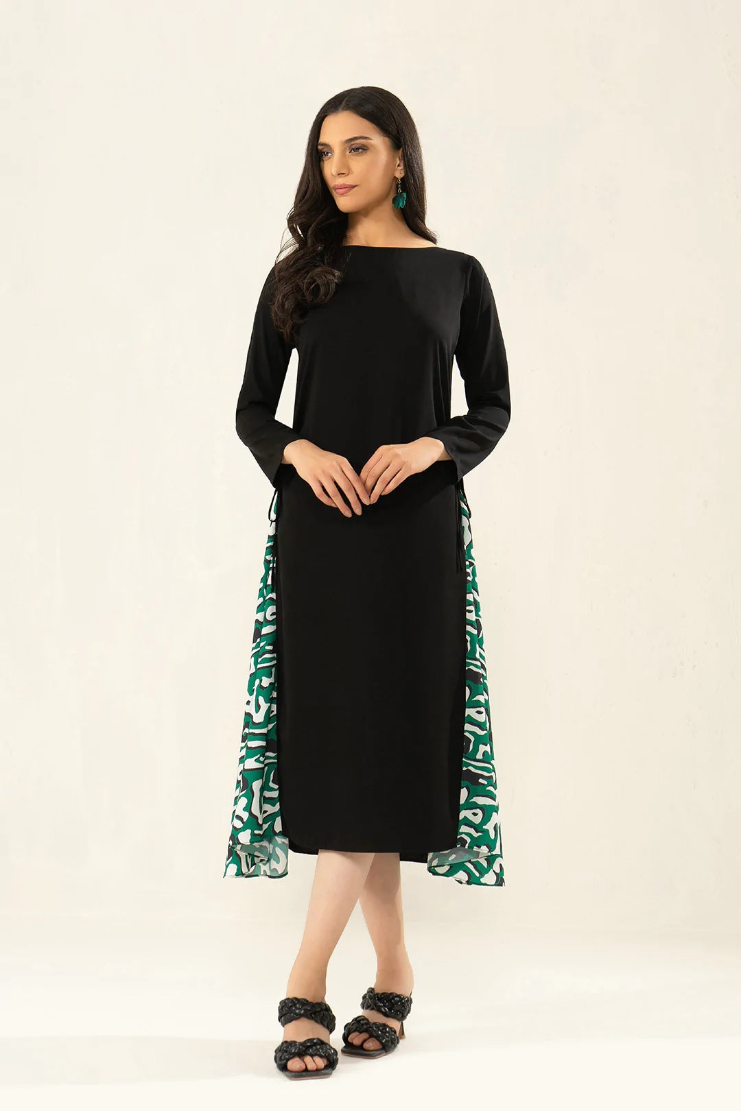 Black Viscose Rayon Long Kaftan For Women's