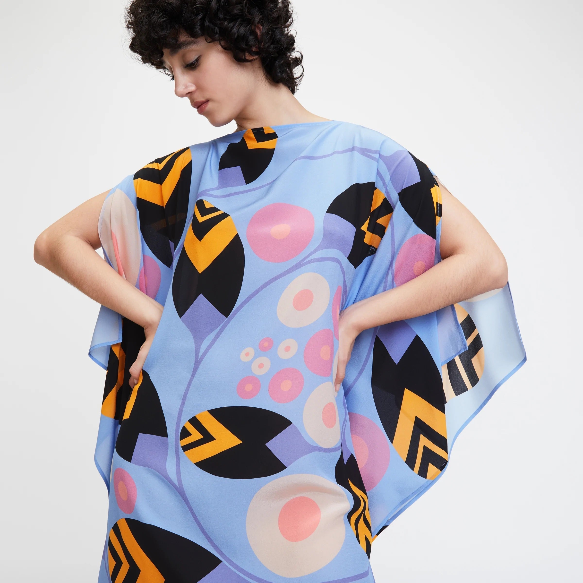 Designer French Moss Caftan, Printed Short Kaftan