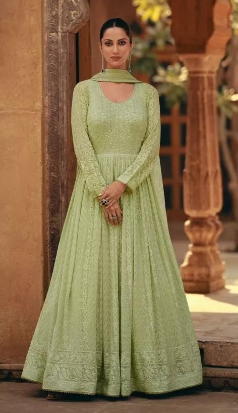 Heavy Faux Georgette Top Bottom & Dupatta Set