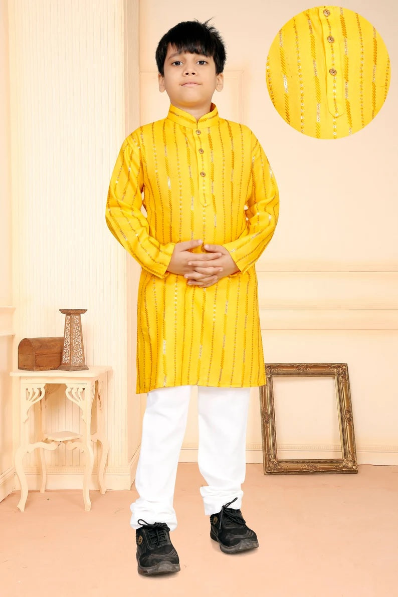 Soft Cotton With  Embroidery Sequence Kurta Pajama Combo Set