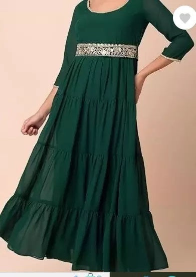 Bollywood Style Full Stitched Georgette Anarkali Flair Top/Kurti With Belt