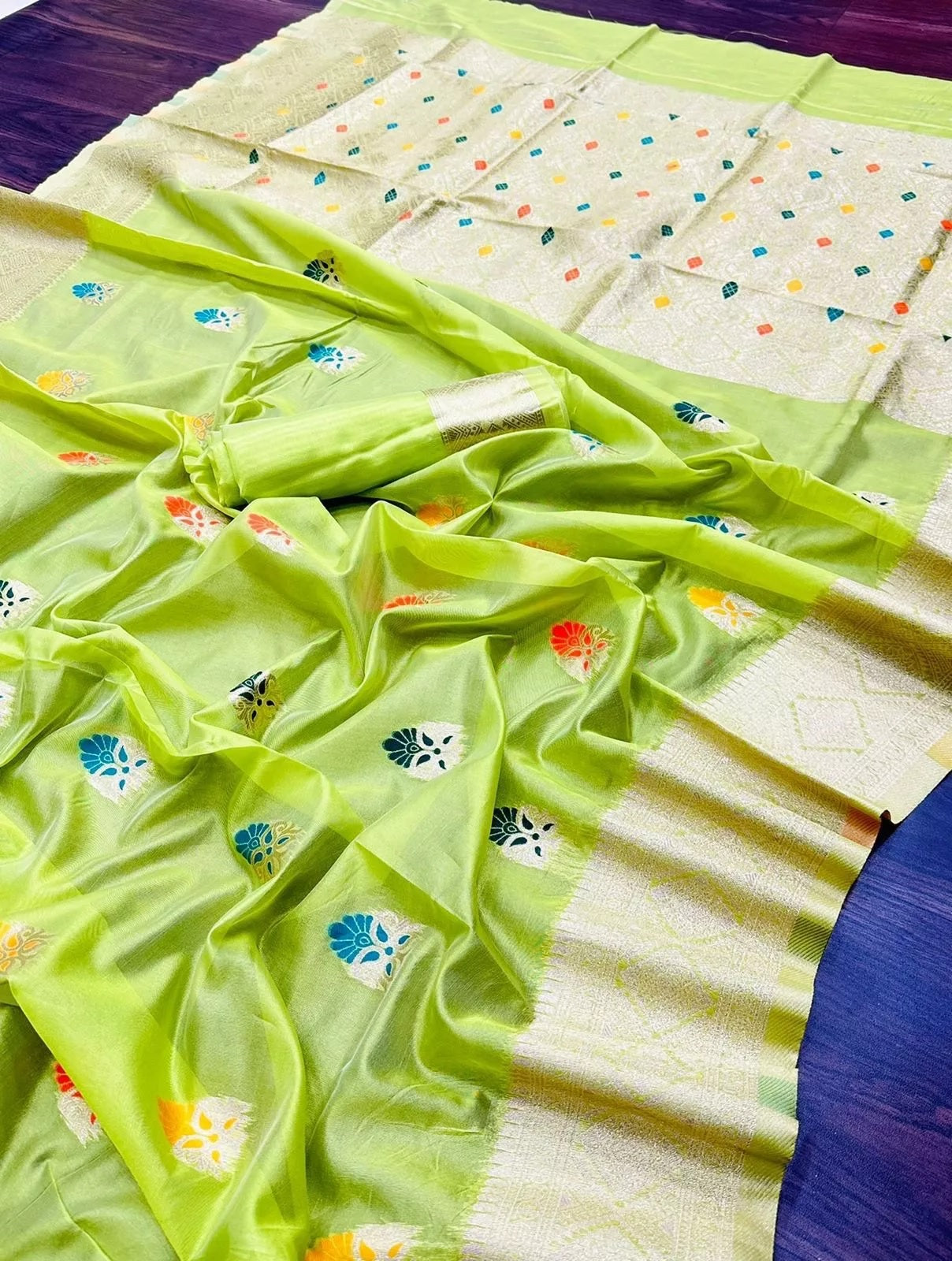 Soft Organza Jacquard Saree ,Function Wedding Sari With Blouse