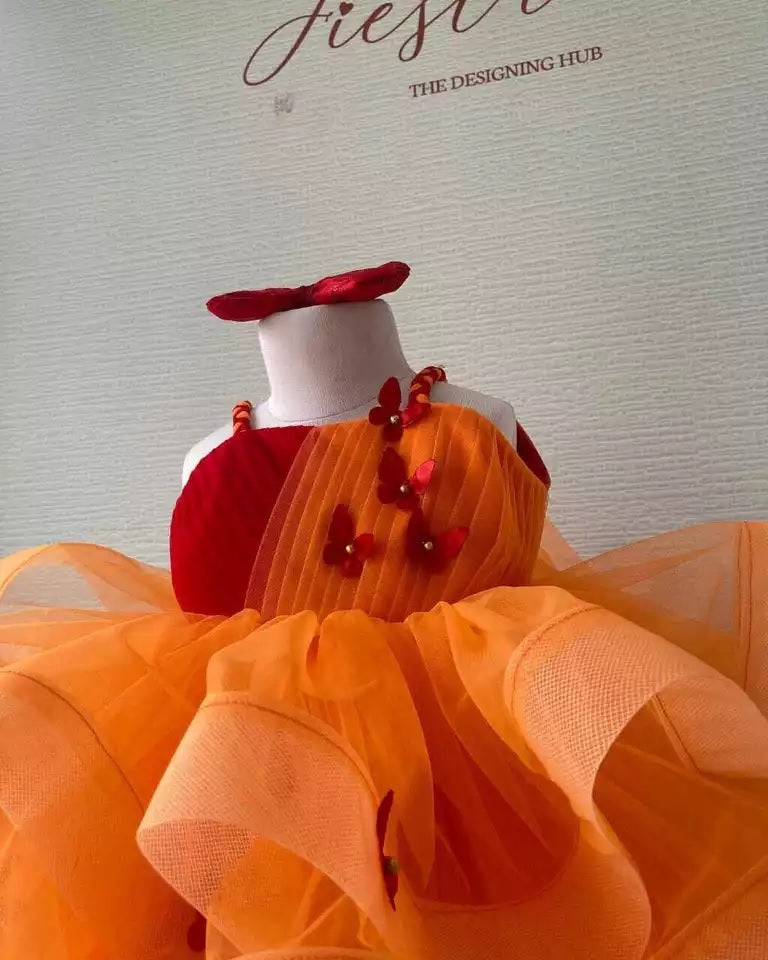 FANCY NET SILK BEADS WORK KID WEAR FROCK