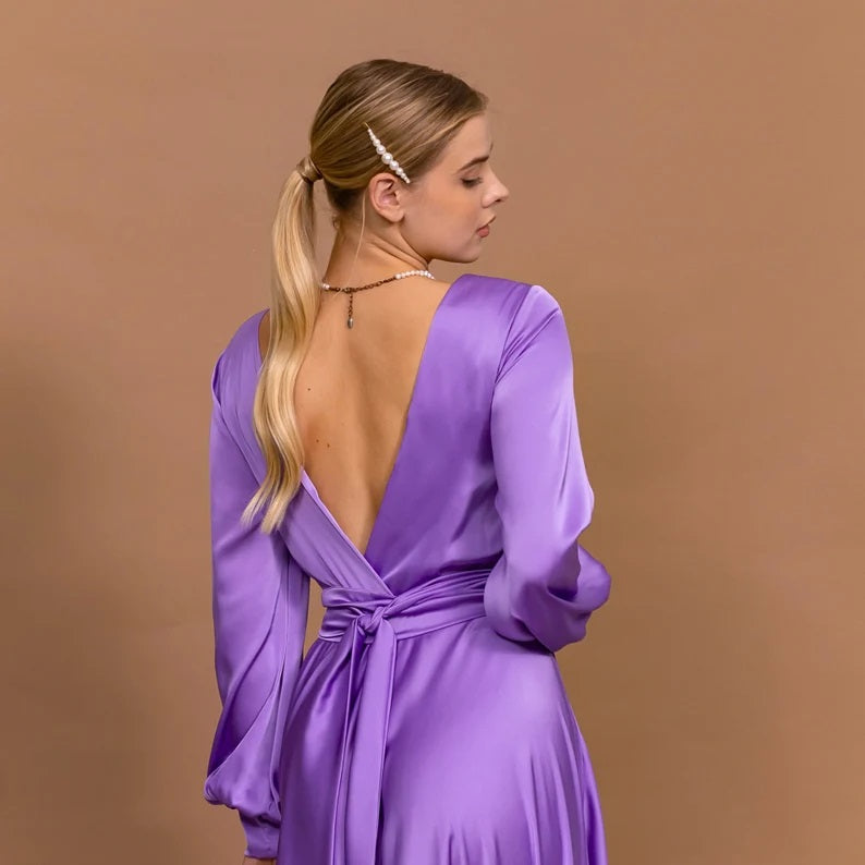 Custom Convertible Multiway Satin Maxi Dress for Bridesmaids & Evenings