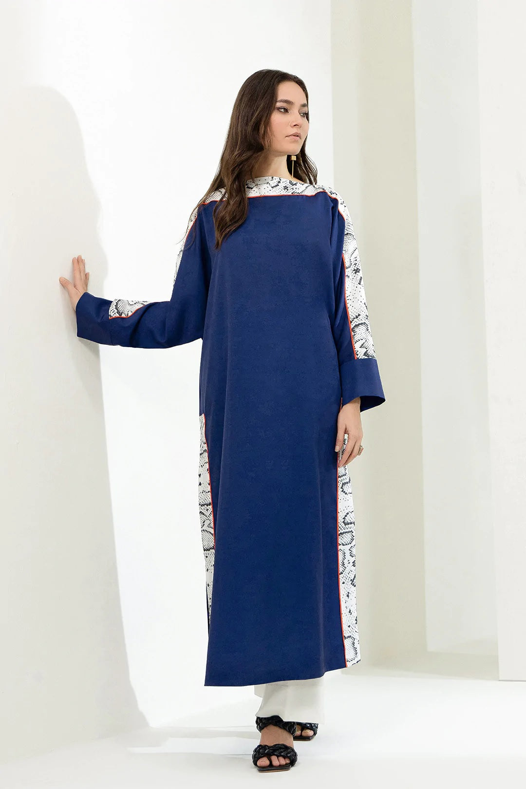Blue Viscose Rayon Occasion Wear Women's Long Kaftan