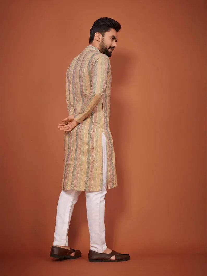 Lining Sequence Work Men's Kurta Pajama Set