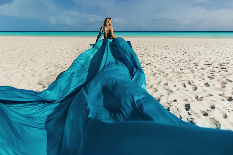 Custom Infinity Flying Dress Silk Satin Womens Photo Shoot Outfit
