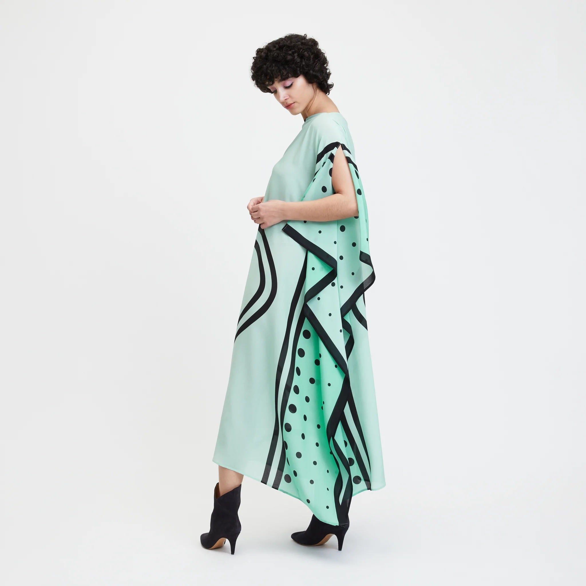 French Moss Kaftan, Long Casual Wear Caftan