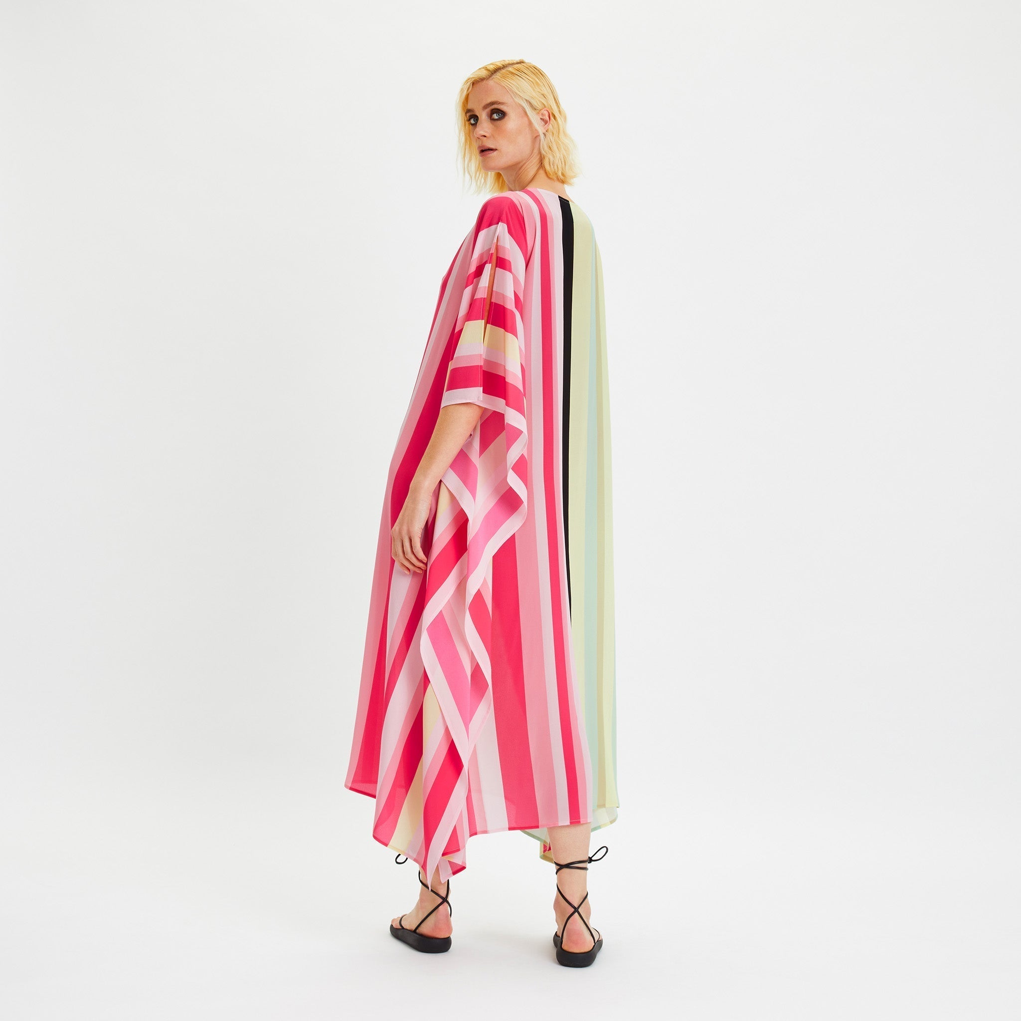 Printed Silk Crepe Long Kaftan For Women's