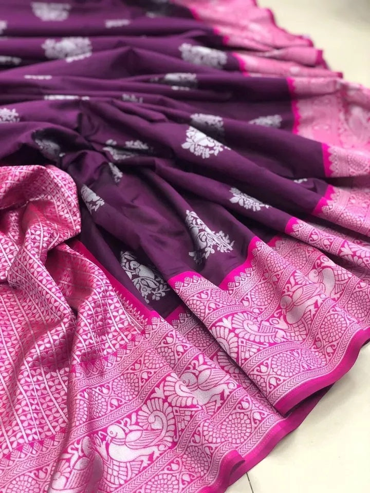 Soft Lichi Silk Sari, Traditional Saree & Blouse