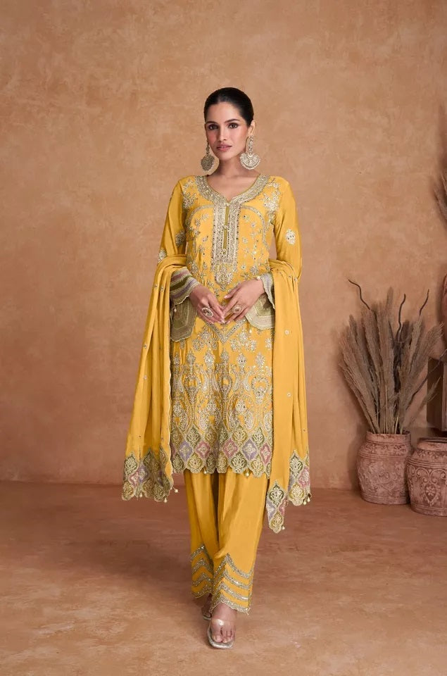 Heavy Chinon With Embroidery & Sequence Work Salwar Kameez