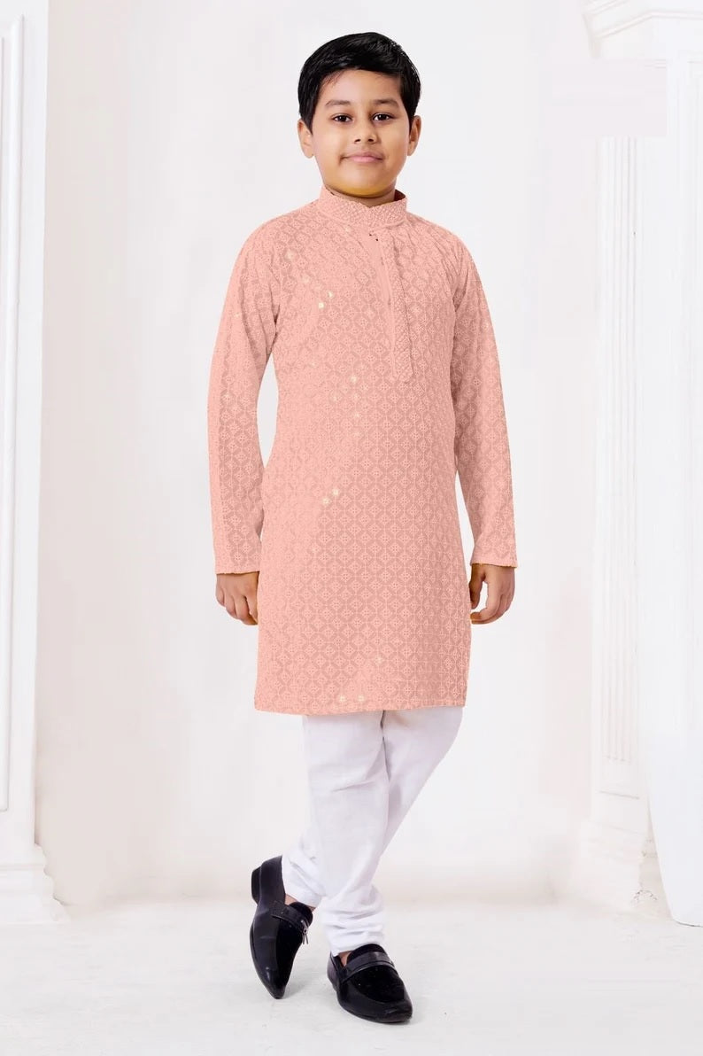 Chikankari kids Wear Kurta Pajama Set For Kid's Boy