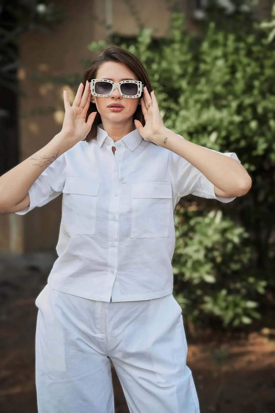 Linen Women Shirt Pant Set