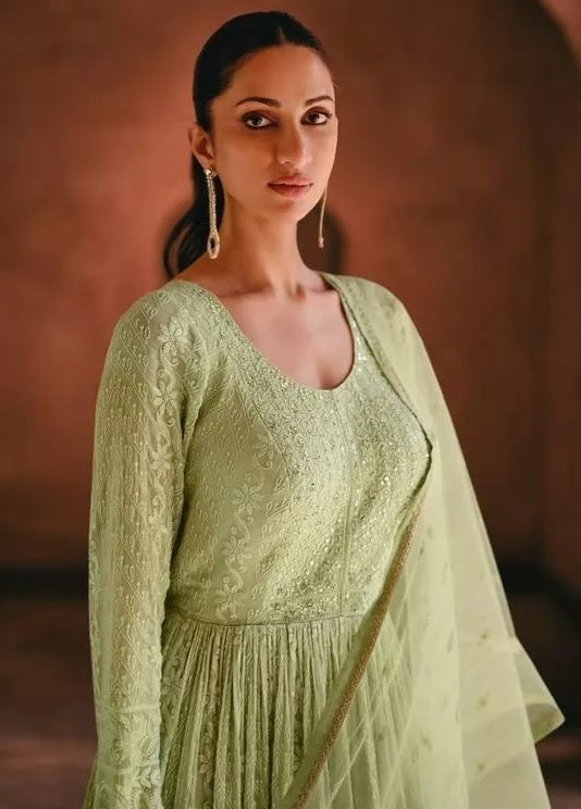 Heavy Faux Georgette Top Bottom & Dupatta Set