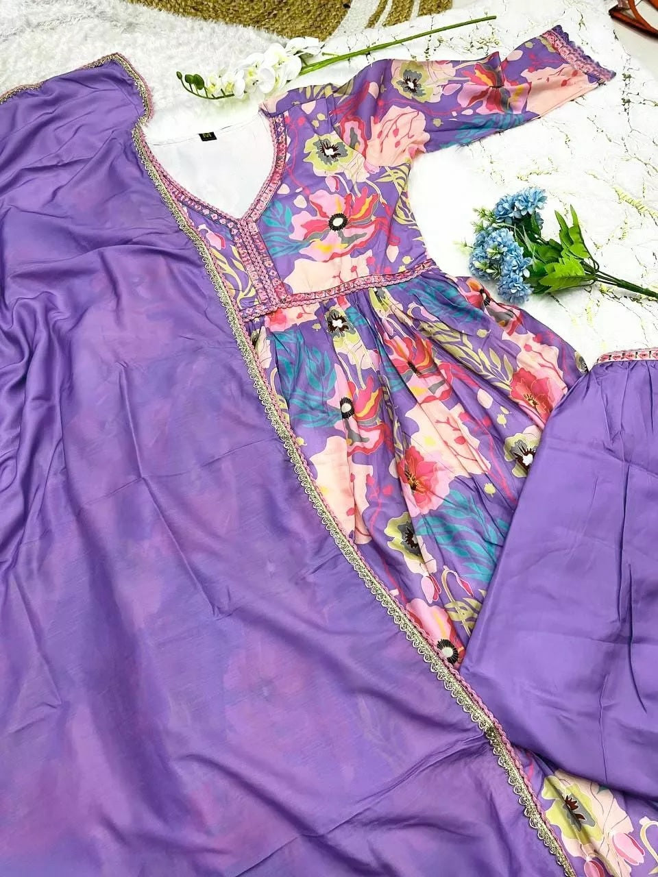 Full Stitched Muslin With Digital Print Top Pant & Dupatta