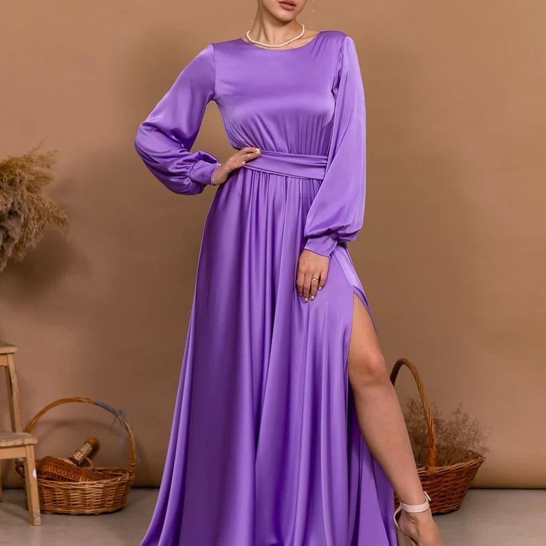 Custom Convertible Multiway Satin Maxi Dress for Bridesmaids & Evenings