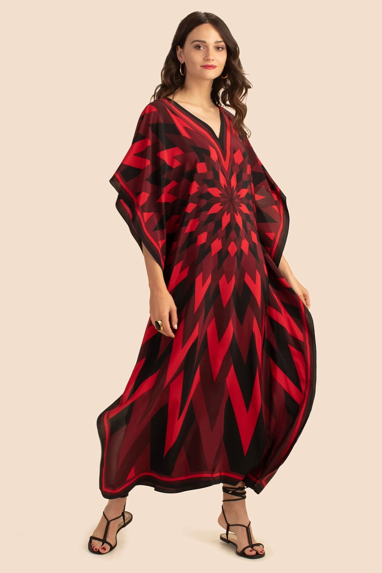 Maxi Silk Crepe Kaftan Dresses For Women's