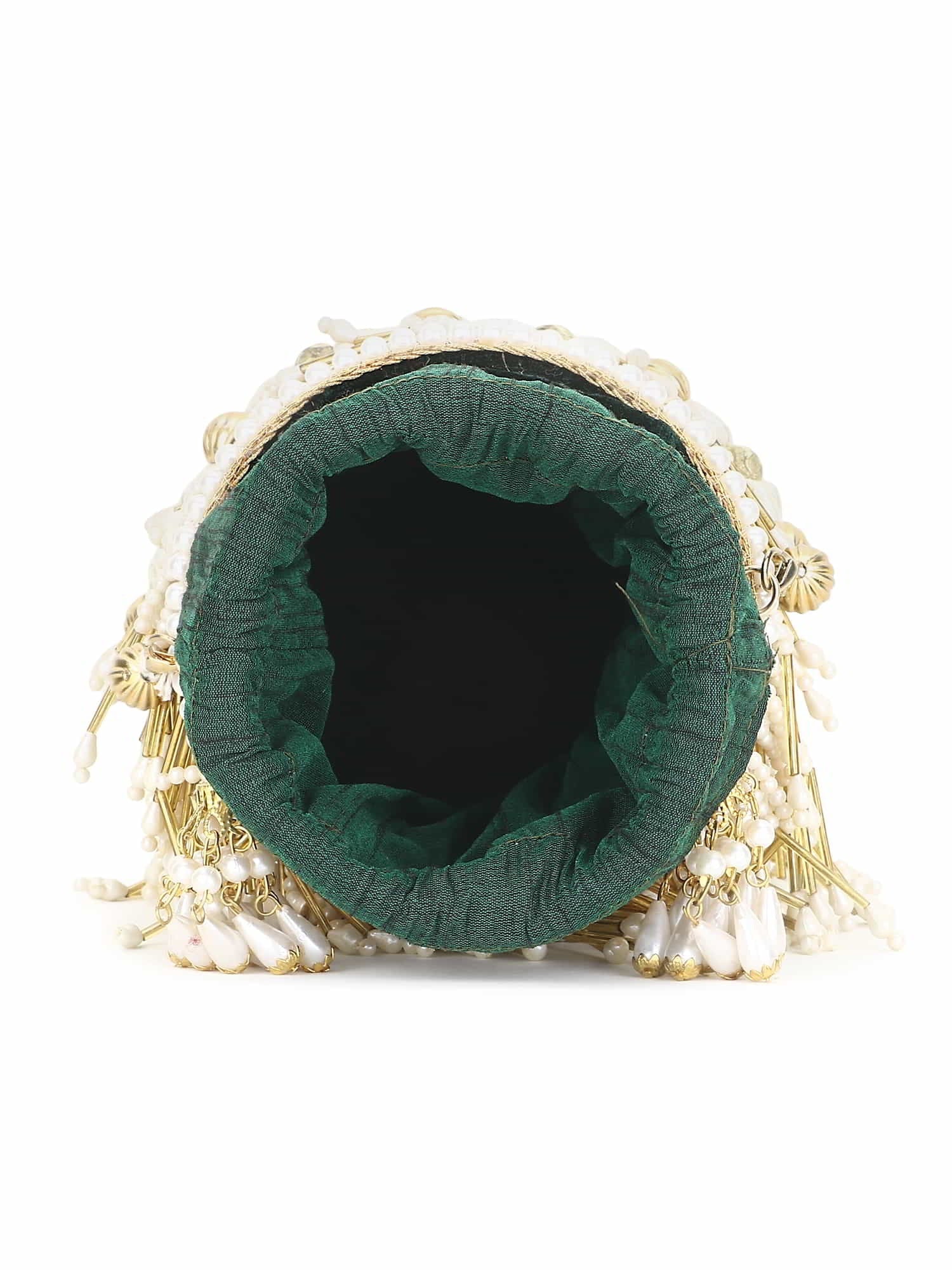 Dangle Chevron Embellished Velvet Potli Bag