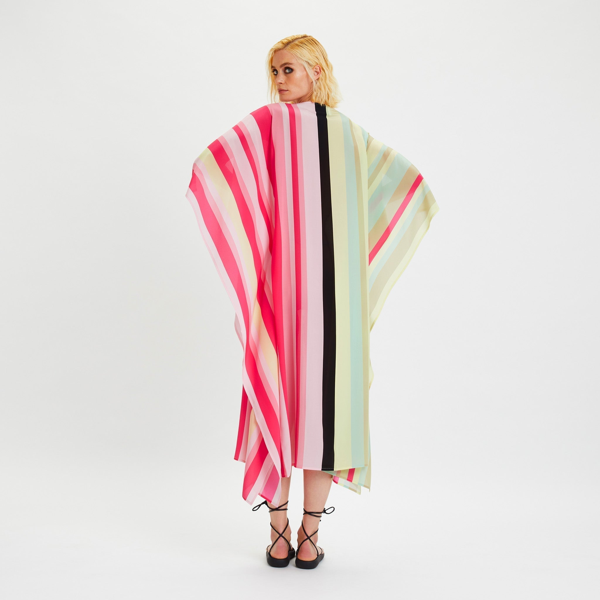 Printed Silk Crepe Long Kaftan For Women's