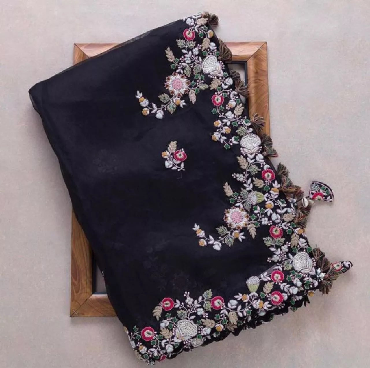 Party Wear Georgette Embroidery Work Saree With Blouse