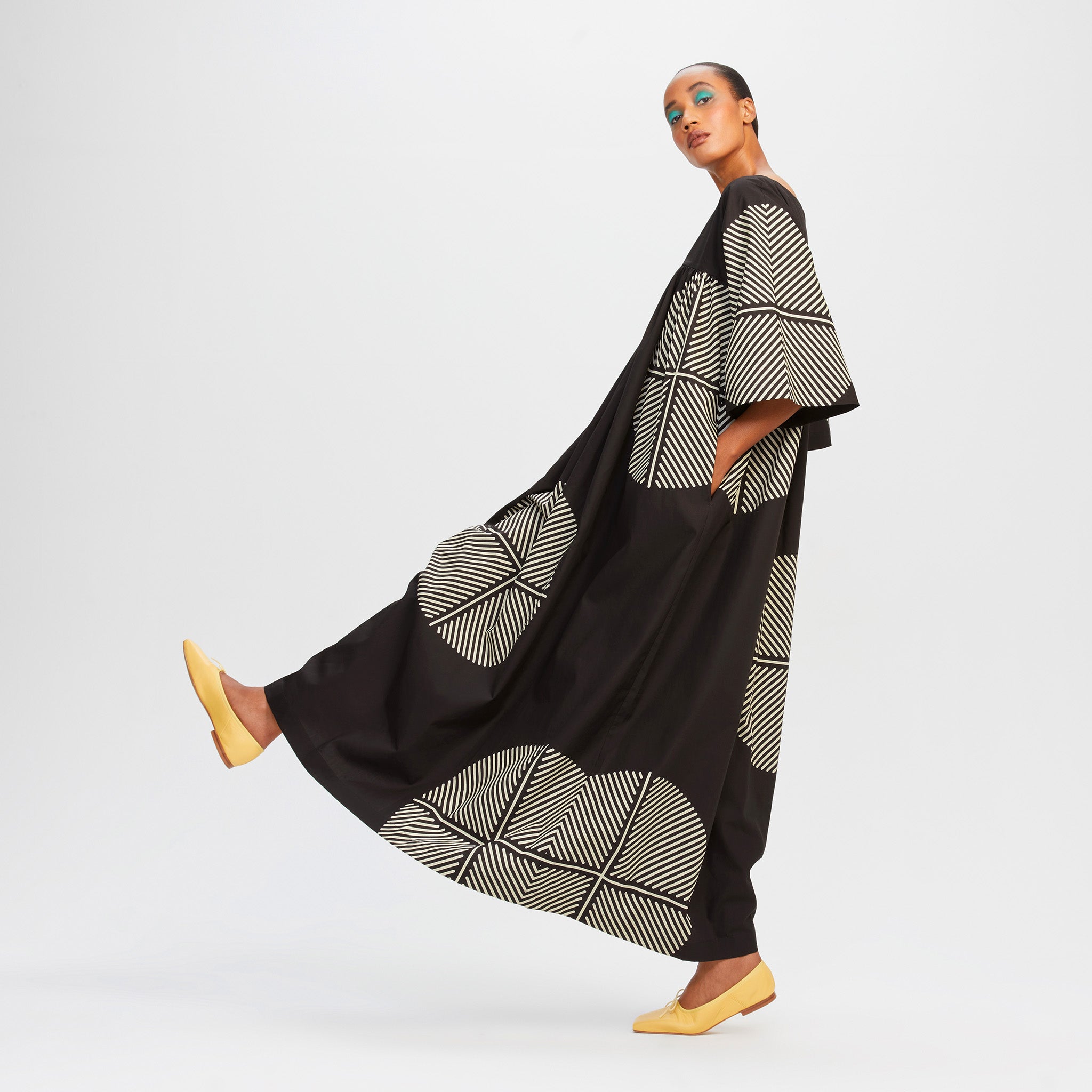 Black Rayon Cotton Kaftan For Women's