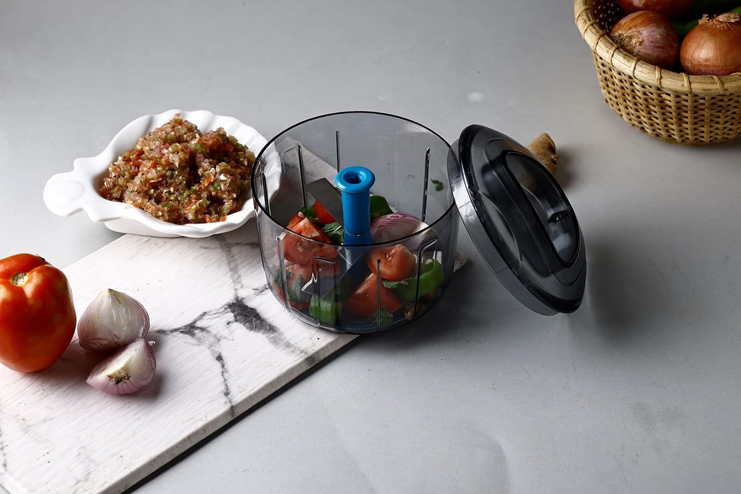 Manual Hand Push Press & Mix Vegetable Chopper with 3 Blades