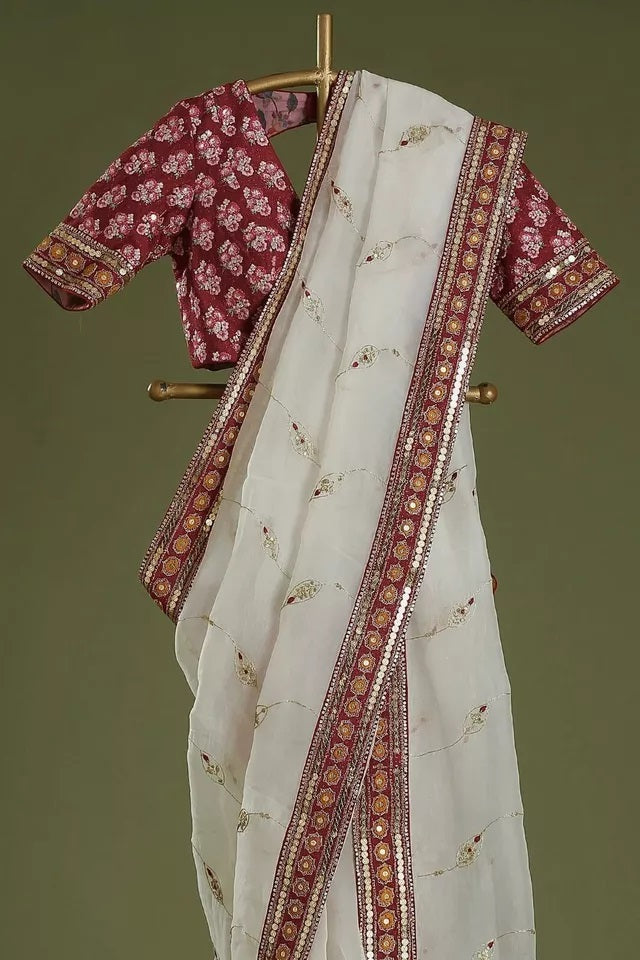 Heavy Tabby Silk Saree & Blouse,Party Wedding Wear Sari