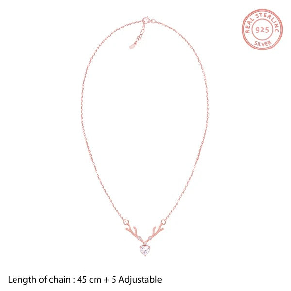 Rose Gold Deer Heart Necklace