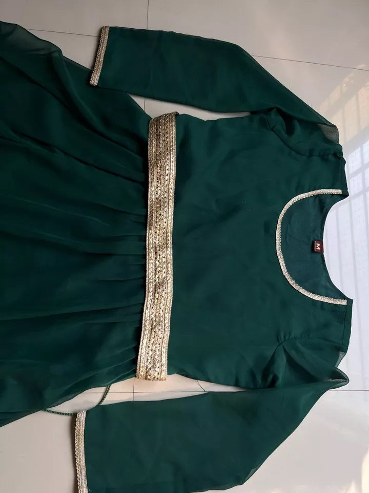 Bollywood Style Full Stitched Georgette Anarkali Flair Top/Kurti With Belt